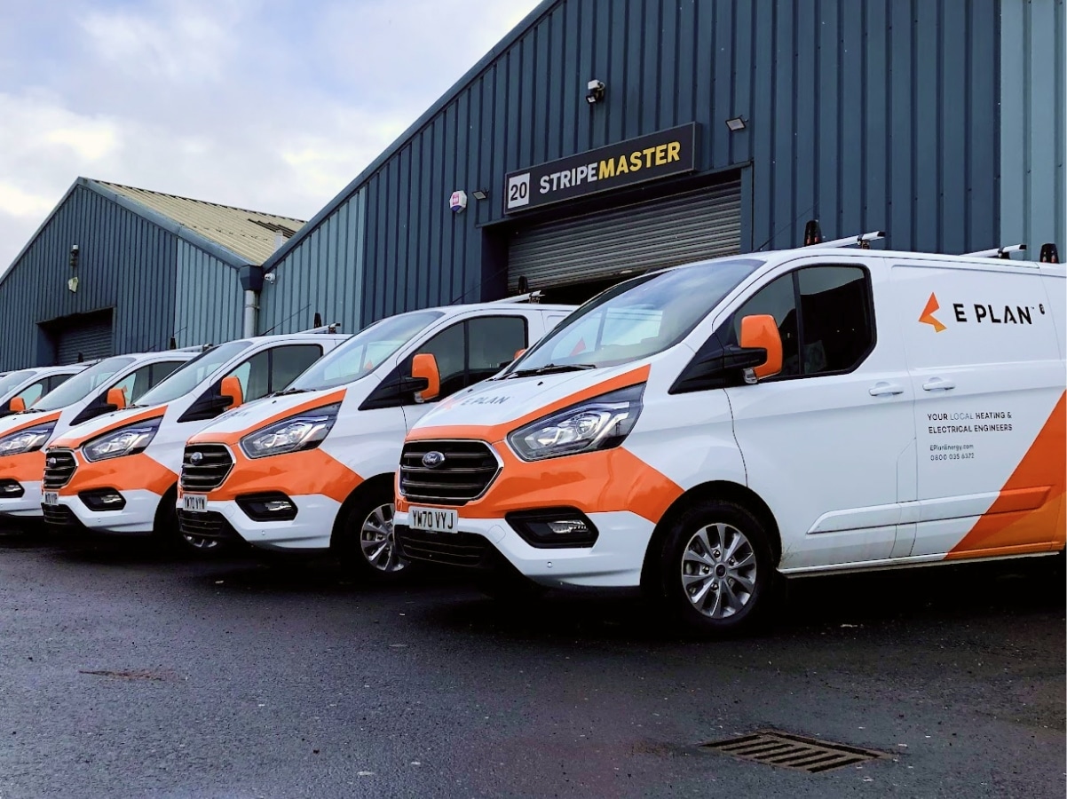 Eplan energy fleet of vans with branded vehicle wrapping