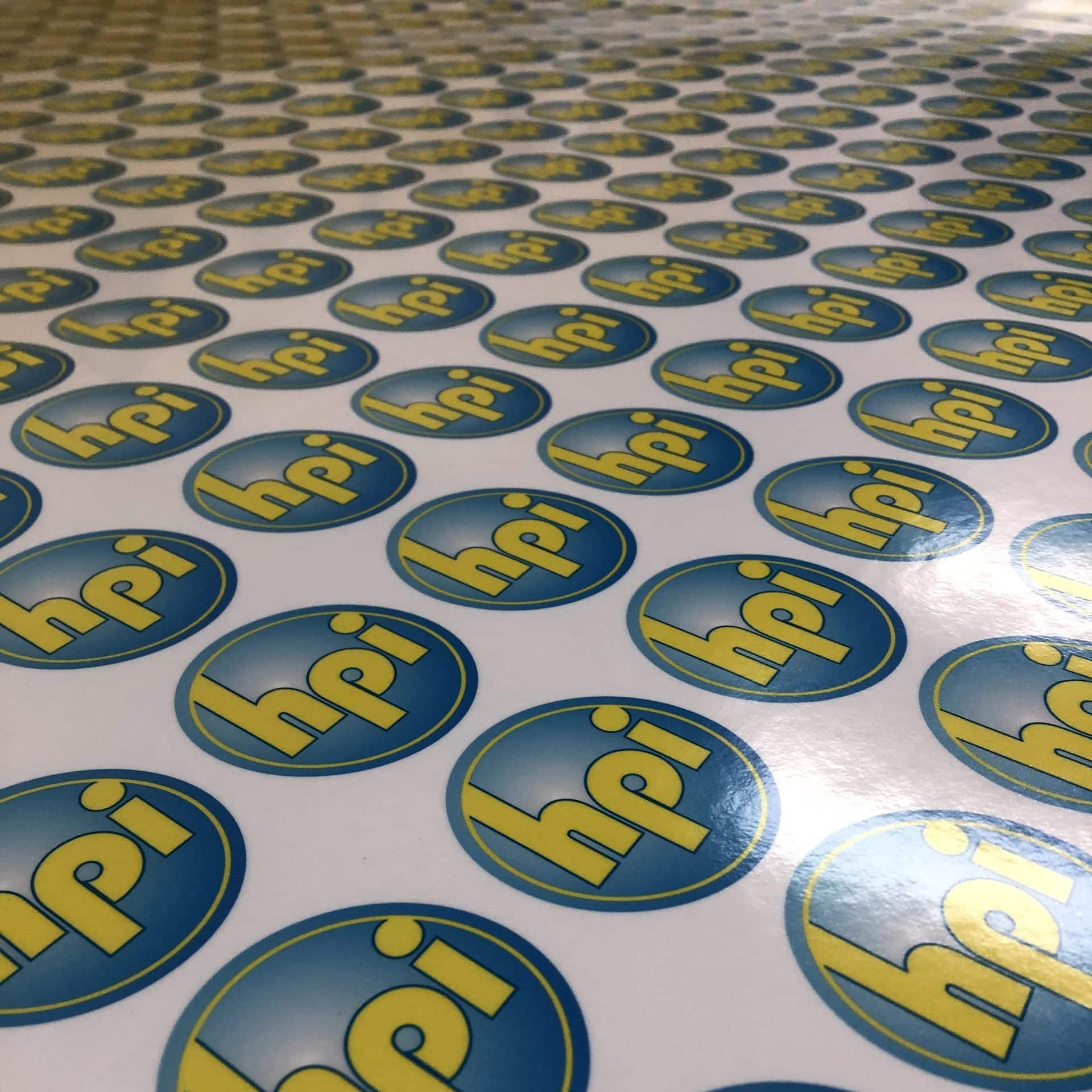 Printed circular logo stickers for HPI